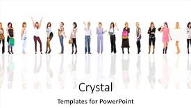  Presentation with groups - Slide set consisting of lineup - isolated groups team over white background and a white colored foreground