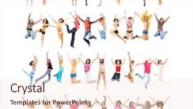  Presentation with team achievement - Slide deck with lineup - team achievement people celebrating background and a  colored foreground