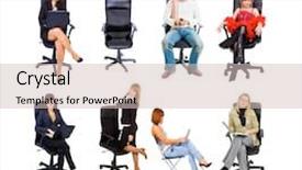  Presentation with five business people standing together and smiling - Presentation design having lineup - together we stand clerks compilation background and a soft green colored foreground