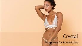  Presentation with beauty - PPT layouts consisting of lingerie standing isolated over beige background and a coral colored foreground