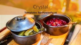  Presentation with cucumbers - Slide set having lingonberries-and-pickled-cucumbers-traditionally background and a gold colored foreground