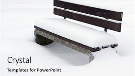  Presentation with snow - Beautiful presentation theme featuring linguer - bench under snow winter park backdrop and a white colored foreground
