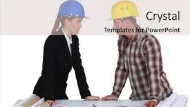  Presentation with architects - Presentation theme featuring linguer - two architects flirting background and a light gray colored foreground