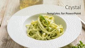  Presentation with pasta - Slides consisting of linguine-pasta-with-arugula-pesto background and a soft green colored foreground