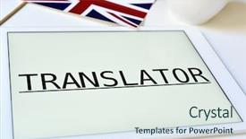  Presentation with united kingdom - Audience pleasing PPT theme consisting of linguistics - flag of the united kingdom backdrop and a sky blue colored foreground