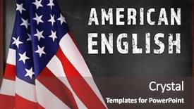  Presentation with linguistics - Theme having linguistics - usa flag and text american background and a dark gray colored foreground