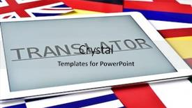  Presentation with translator - Presentation theme featuring linguistics - word translator in the screen background and a light gray colored foreground