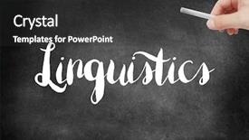  Presentation with linguistics - PPT layouts having linguistics written on a blackboard background and a dark gray colored foreground