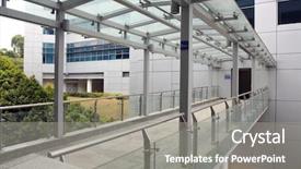  Presentation with buildings - Colorful slide deck enhanced with link bridge between two buildings backdrop and a gray colored foreground