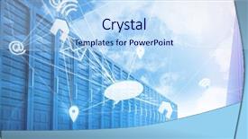  Presentation with iot internet of things cloud - Presentation theme featuring link to internet against server background and a sky blue colored foreground