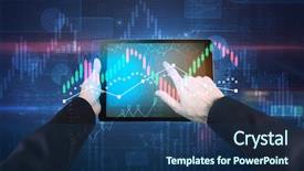  Presentation with statistics - Amazing theme having linkedlist - hand touching tablet with worldwide backdrop and a navy blue colored foreground