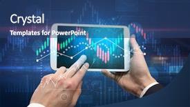  Presentation with statistics - Theme consisting of linkedlist - hand touching tablet with worldwide background and a ocean colored foreground