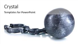  Presentation with chain - Audience pleasing slide deck consisting of linking rings - ball and chain isolated backdrop and a white colored foreground