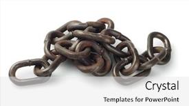  Presentation with chain - Cool new presentation theme with linking rings - metal chain lying on white backdrop and a white colored foreground