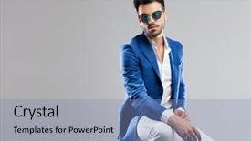  Presentation with smart light - Presentation theme consisting of linking rings - portrait of seductive smart casual background and a  colored foreground