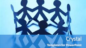  Presentation with team - Audience pleasing slide deck consisting of linking rings - team of paper people backdrop and a teal colored foreground