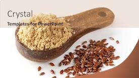 Presentation with spoon - Amazing PPT layouts having linseed-flour-in-a-wooden backdrop and a coral colored foreground
