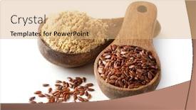  Presentation with spoon - Audience pleasing theme consisting of linseed-flour-in-a-wooden backdrop and a coral colored foreground