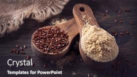  Presentation with spoon - Beautiful slide deck featuring linseed-flour-in-a-wooden backdrop and a dark gray colored foreground