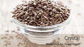  Presentation with seed - PPT layouts having linseeds - bowl full of brown flax background and a coral colored foreground