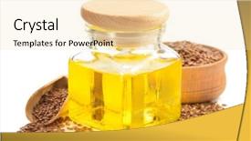  Presentation with oil rig in white and black - PPT theme featuring linseeds - linseed oil in bottle isolated background and a lemonade colored foreground