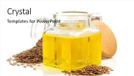  Presentation with oil - PPT layouts having linseeds - linseed oil in bottle isolated background and a white colored foreground