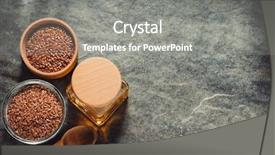  Presentation with oil seeds - Audience pleasing slide set consisting of linseeds - linseed oil in bottle backdrop and a  colored foreground