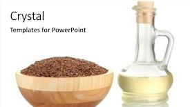  Presentation with oil seeds - Presentation consisting of linseeds - linseed oil with flax seeds background and a white colored foreground