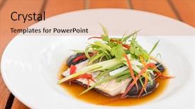  Presentation with oil pollution on sea - PPT layouts consisting of linseeds - steamed sea bass fillet background and a coral colored foreground