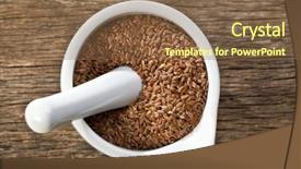  Presentation with mortar - Amazing slides having linseeds in mortar on wooden backdrop and a tawny brown colored foreground