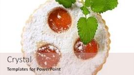  Presentation with apricot - PPT theme having linzer cookie with apricot jam filling background and a coral colored foreground