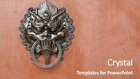  Presentation with lion - PPT layouts consisting of lion door lock background and a coral colored foreground