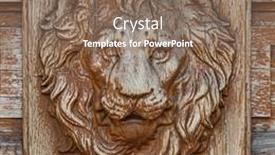  Presentation with wood sculpture - Audience pleasing slide deck consisting of lion-head-antique-interior-wood backdrop and a violet colored foreground