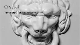  Presentation with facade - Audience pleasing slides consisting of ancient stone faces king - lion head relief backdrop and a light gray colored foreground