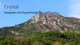 Presentation with spirit - Audience pleasing presentation theme consisting of lion rock symbol of hong kong spirit backdrop and a light blue colored foreground