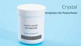  Presentation with mushroom - Slide deck with lion-s-mane-mushroom background and a sky blue colored foreground