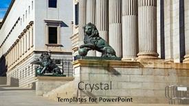  Presentation with congress - Presentation theme featuring lion-statue-entrance-to-congress background and a coral colored foreground