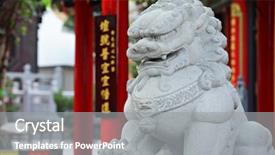  Presentation with war history - Audience pleasing slide set consisting of lion stone figure in chinese backdrop and a gray colored foreground