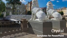  Presentation with lions - PPT theme having lions-bridge-on-griboyedov-channel background and a dark gray colored foreground