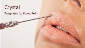  Presentation with needle - Amazing theme having lip enhancement treatment closeup backdrop and a lemonade colored foreground