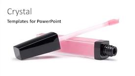  Presentation with blush brushes lip gloss - Slides featuring lip gloss bottle on white background background and a white colored foreground