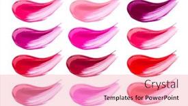  Presentation with liquid - PPT layouts featuring lip-gloss-face-make-up background and a coral colored foreground