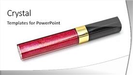  Presentation with blush brushes lip gloss - Presentation theme enhanced with lip gloss isolated on white background and a white colored foreground