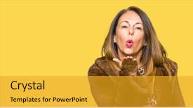  Presentation with love mind soul - Cool new PPT theme with lip print - beautiful middle age elegant woman backdrop and a  colored foreground