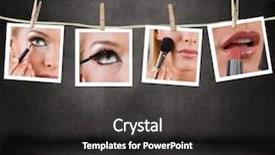  Presentation with hanging rope pictures white - Beautiful slide deck featuring lip print - make up pictures hanging backdrop and a dark gray colored foreground