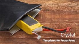  Presentation with polymer - Presentation theme featuring battery in protective fireproof charging background and a tawny brown colored foreground