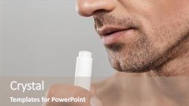  Presentation with lip balm - Theme with lips - cropped photo of of handsome background and a coral colored foreground