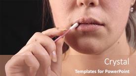  Presentation with lips - Theme featuring lips affected by herpes treatment background and a coral colored foreground