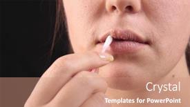  Presentation with cotton - Cool new presentation theme with lips affected by herpes treatment with a cotton swab backdrop and a coral colored foreground