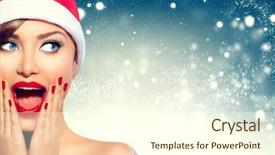  Presentation with christmas girl - Beautiful PPT theme featuring lips and manicure looking left backdrop and a cream colored foreground